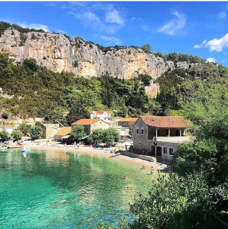 The bay and walls of Vela Stiniva, Hvar